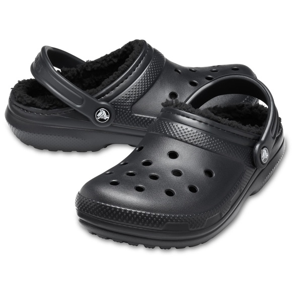 black fuzzy crocs